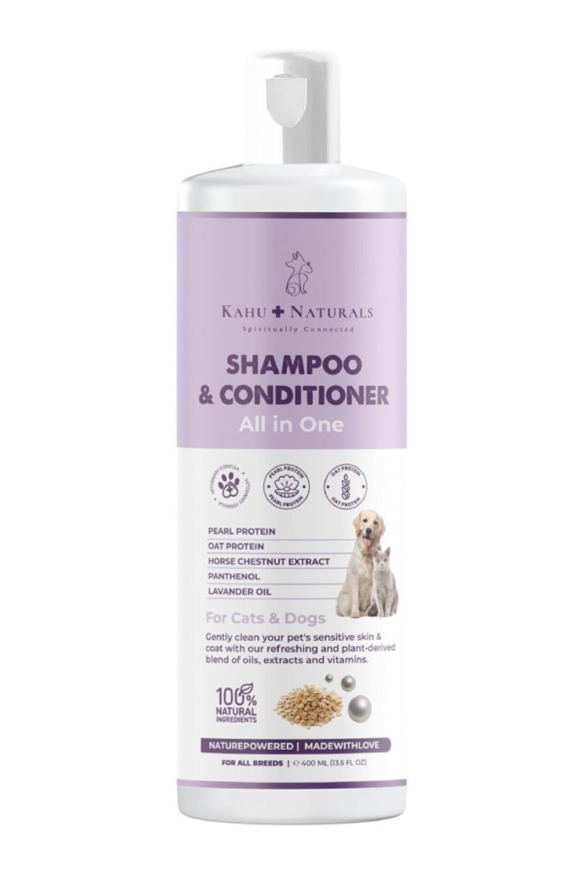 ShopZum Kahu Naturals All In One Şampuan Nemlendirici, Köpek Ve Kedi, İnci Ve Yulaf Proteini, At Kestanesi