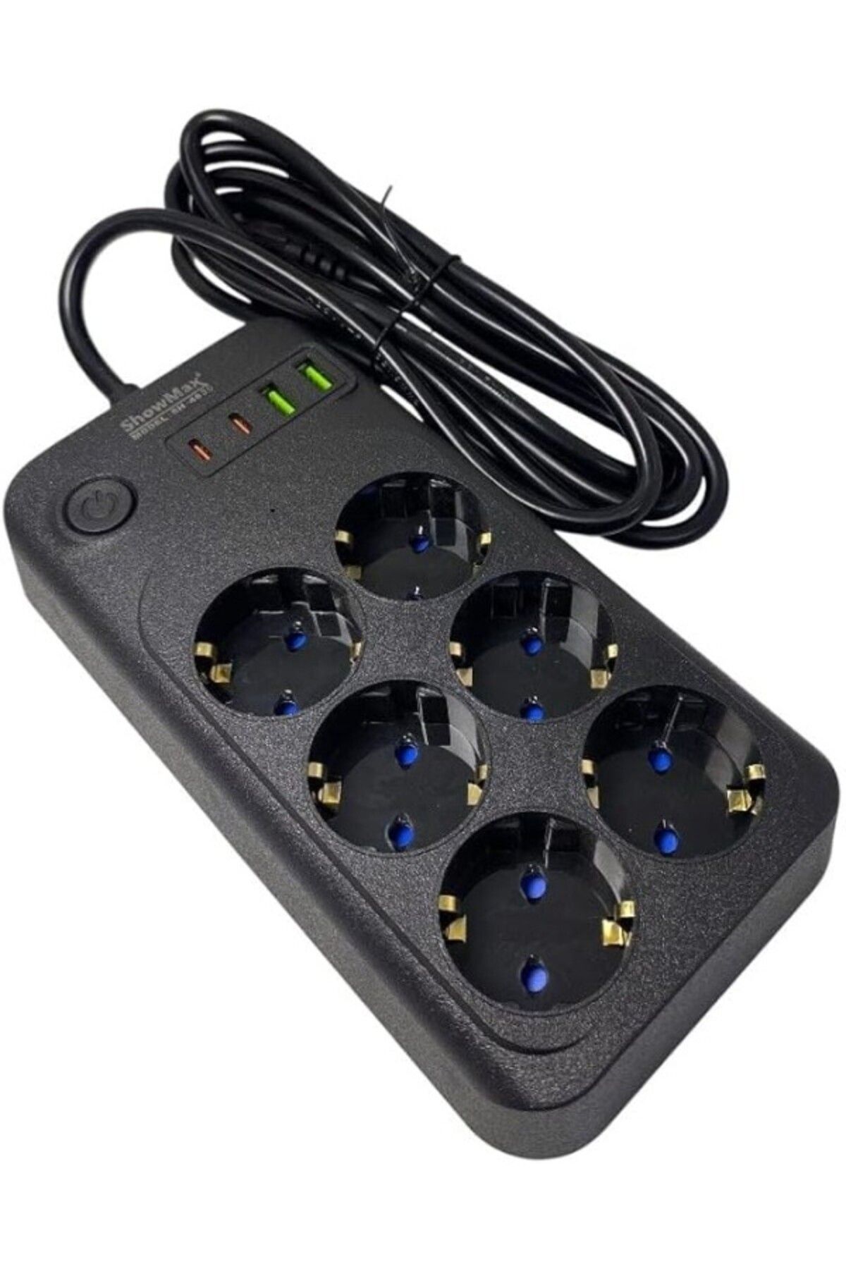 ShopZum Lunatic Showmax Serisi Sh-3046 Termal Akım Korumalı Priz 2 Mt (6 Priz + 2 Usb + 2 Type-C) (6 Lı