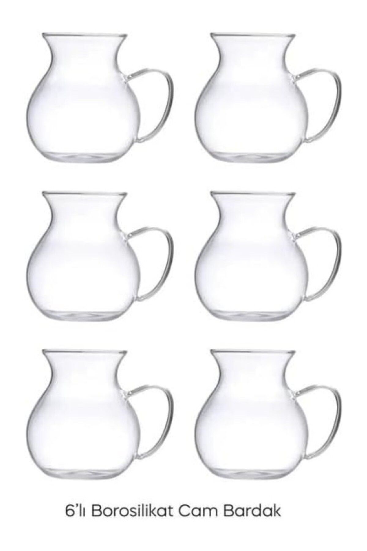 ShopZum Orret Home Keyfi Ala 6&Apos;Lı Borosilikat Cam Çay Bardağı Seti, 200Ml Termisil Kupa, Şık Ve Dayanı