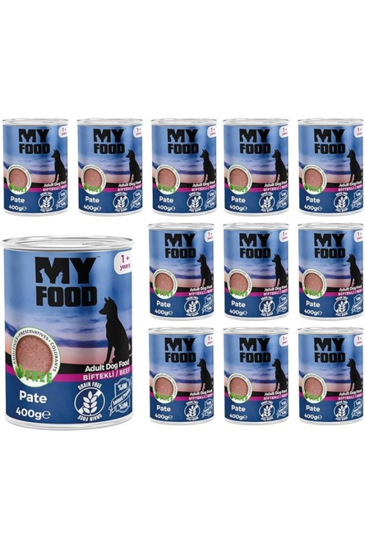ShopZum Myfood Yetişkin Köpek Biftekli Pate 400 Gr X 12 Adet
