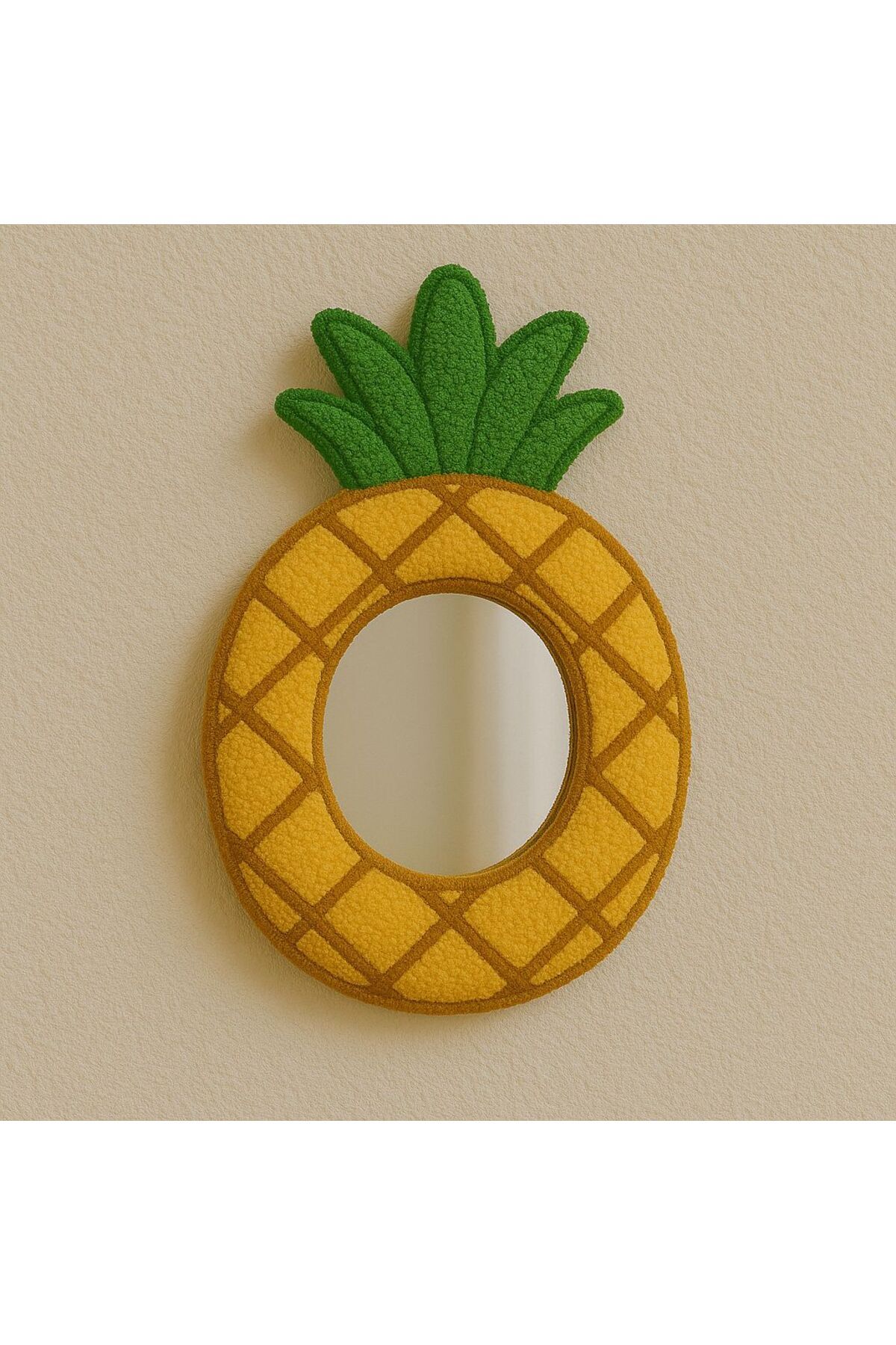 Afro Dekorasyon Ananas figür , tasarım ayna , el yapımı ayna , duvar aynası , tufting ayna , dekor ayna , ev dekoru