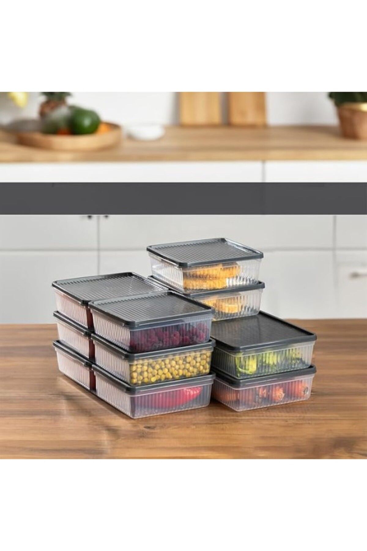 ShopZum 1180 12Li Buzdolabı Organizer Mikrodalga Ve Derin Dondurucuya Uygun Buzluk Bakliyat Saklama