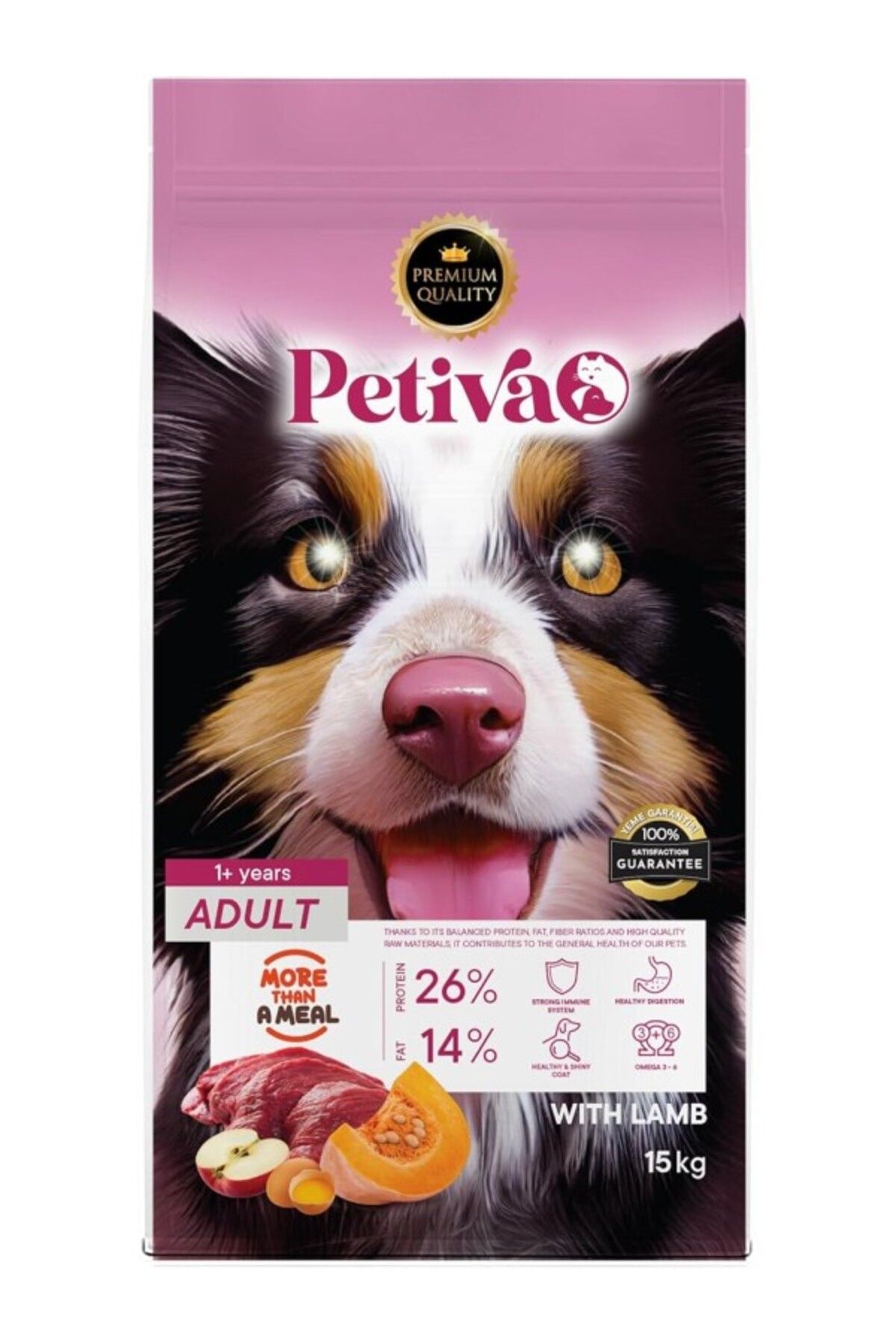 ShopZum Petiva Yetişkin Köpekler İçin Kuzu Etli Kuru Köpek Maması (15 Kg, Kuzu)