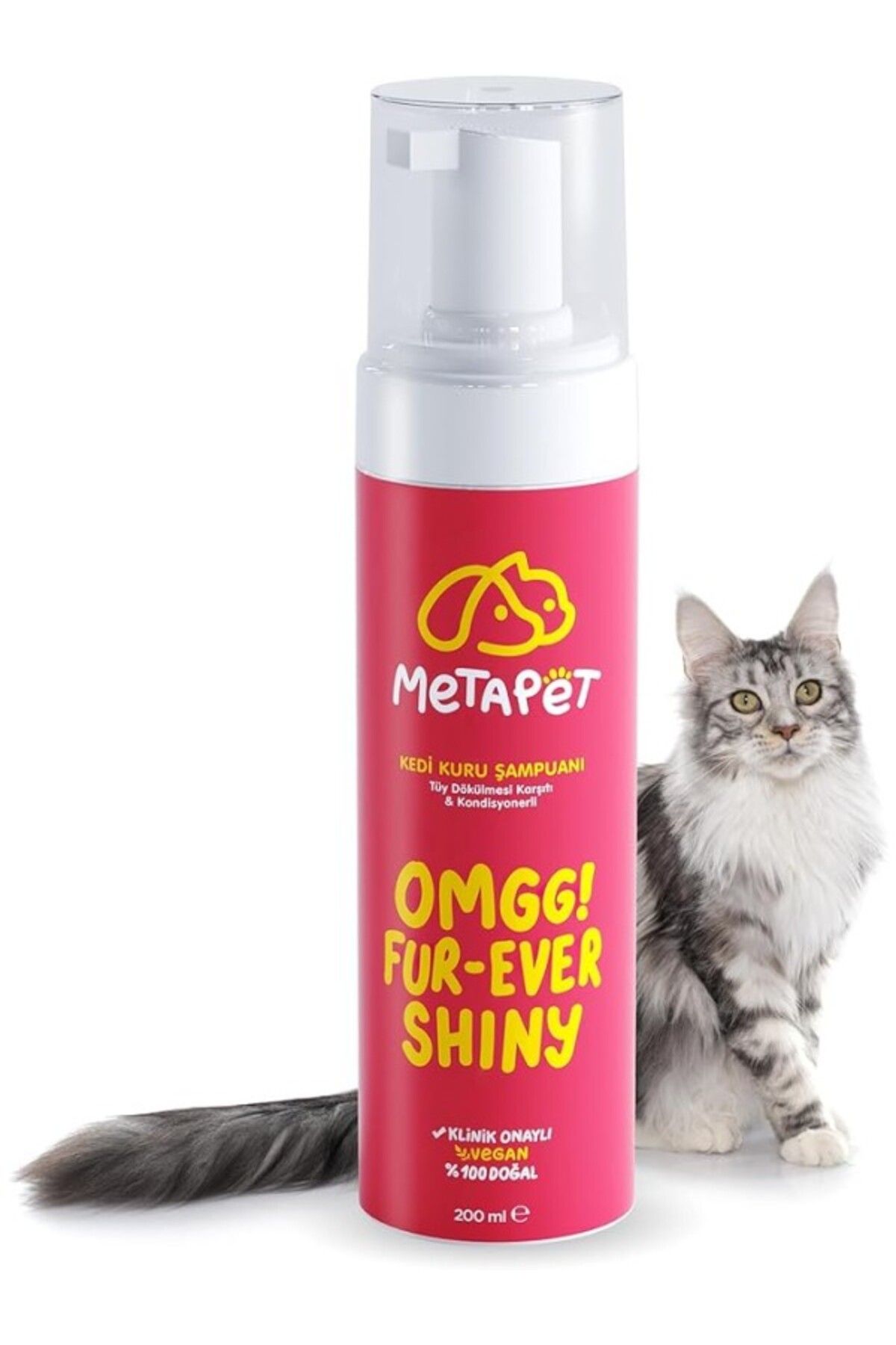 ShopZum Metapet Kedi Tüy Dökülmesi Karşıtı Kuru Köpük Şampuan, Doğal E Vitamini Sağlığı, Önleyici Bakımı