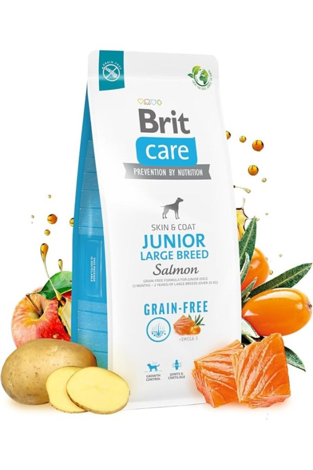 ShopZum Brit Care Junior Large Breed, Deri Ve Tüy Hassasiyeti Olan Büyük Irk - Genç Köpekler İçin, Tahılsız