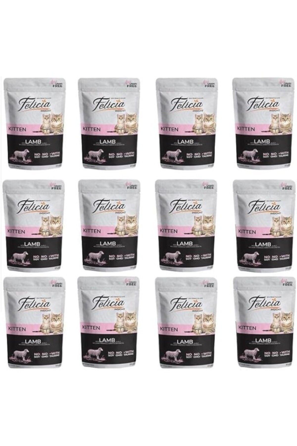 ShopZum Felicia Pouch Yaş Kedi Maması, Tahılsız, Kuzu Etli, Yavru Kedi (12 X 85 GR)