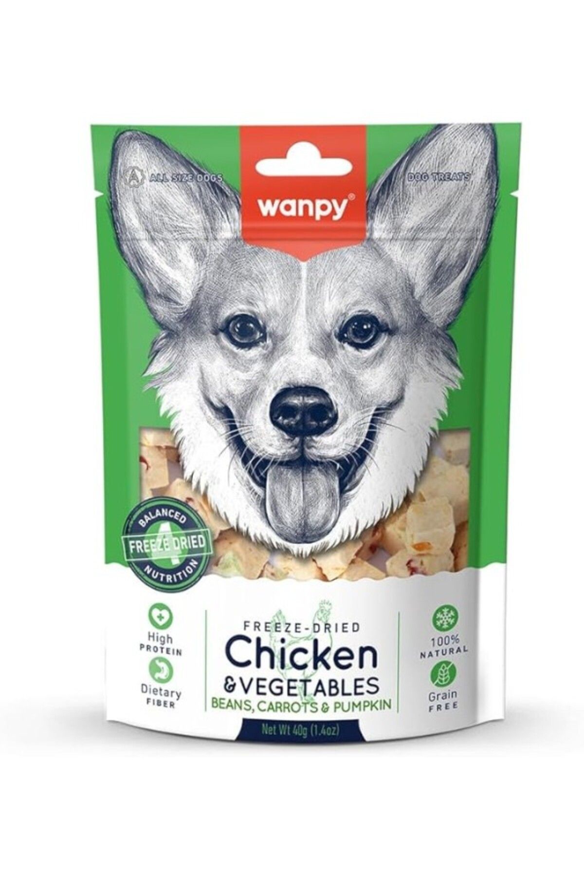 ShopZum Wanpy Köpek Dondurularak Kurutulmuş Tavuk &Amp; Sebze, 40 Gram