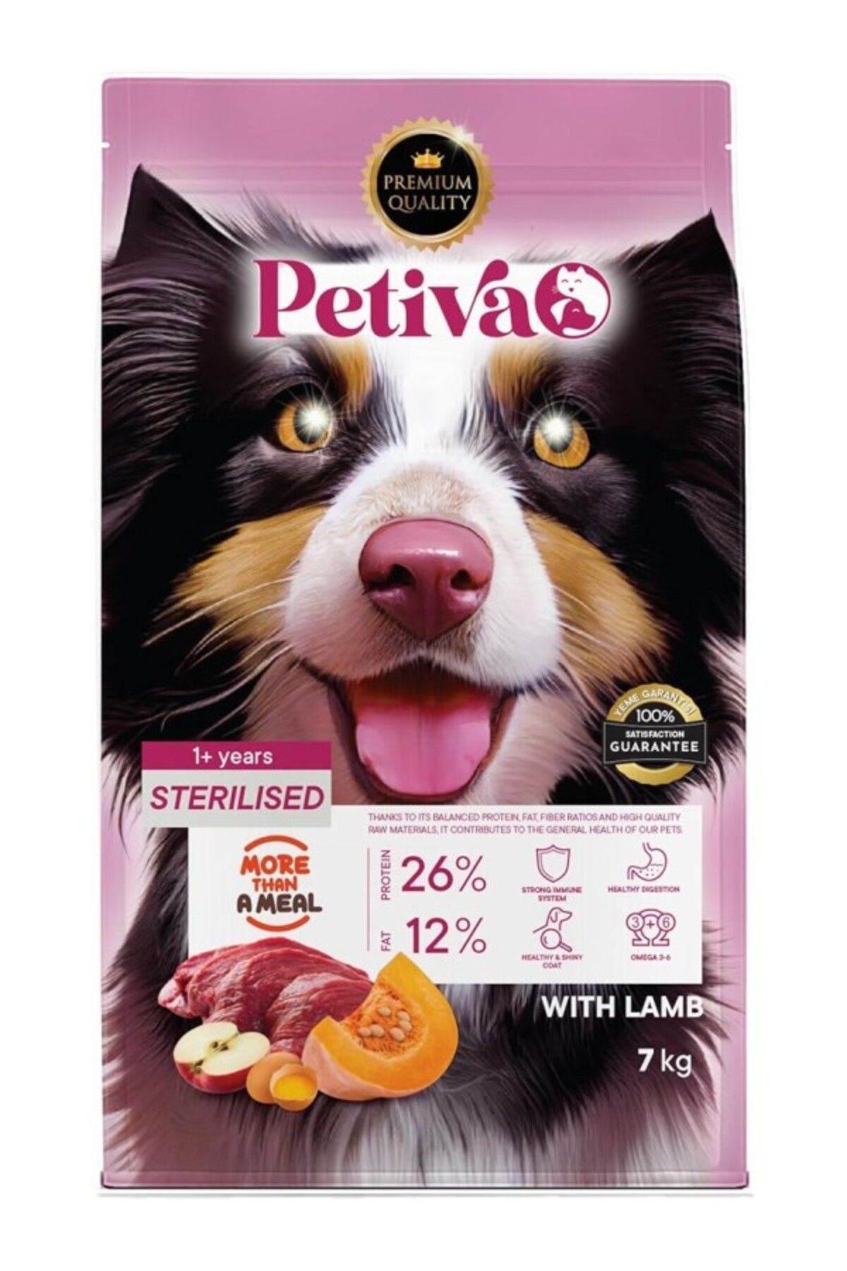 ShopZum Petiva Kısırlaştırılmış Yetişkin Köpekler İçin Kuzu Etli Kuru Köpek Maması (7 Kg, Kuzu)