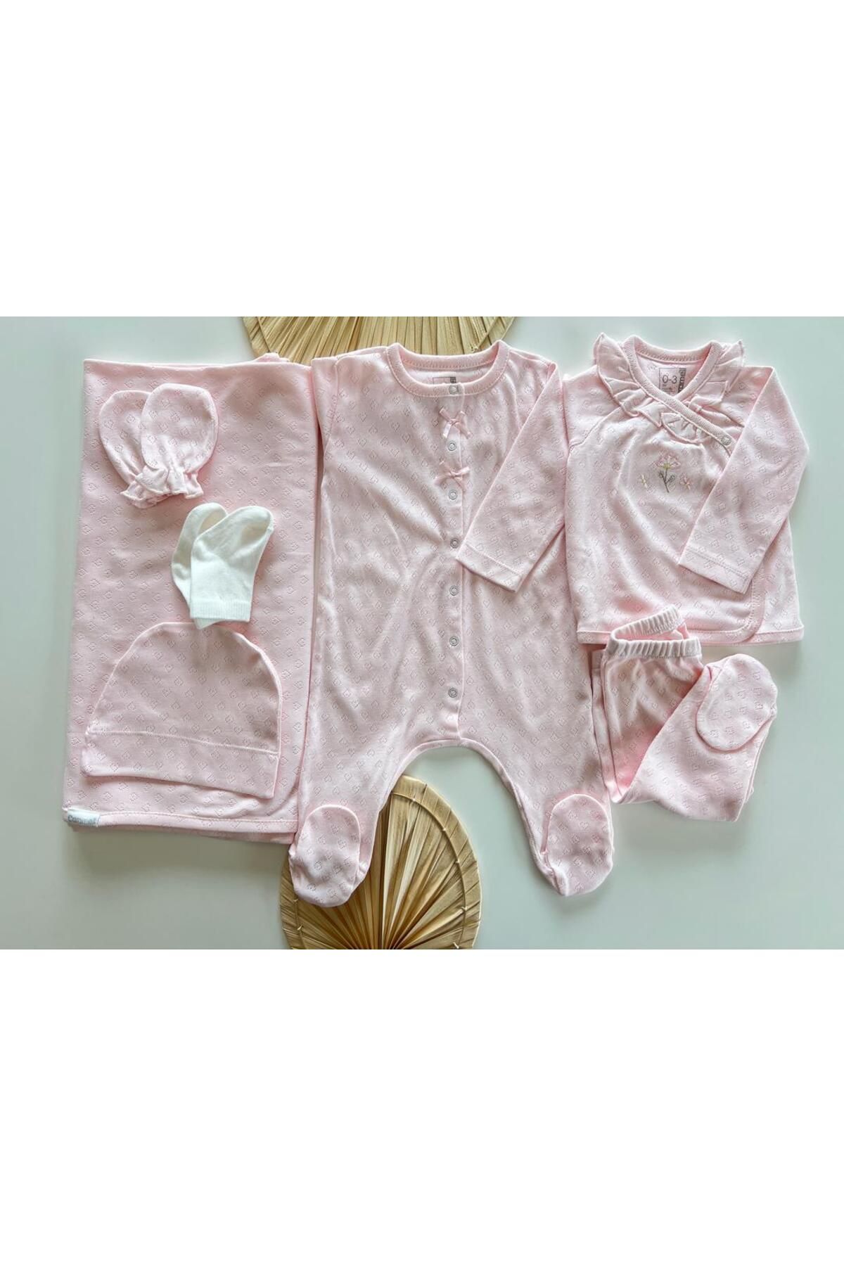 MEYSKIDS Ajurlu Çiçek Nakışlı Hastane Çıkışı 10'lu Set
