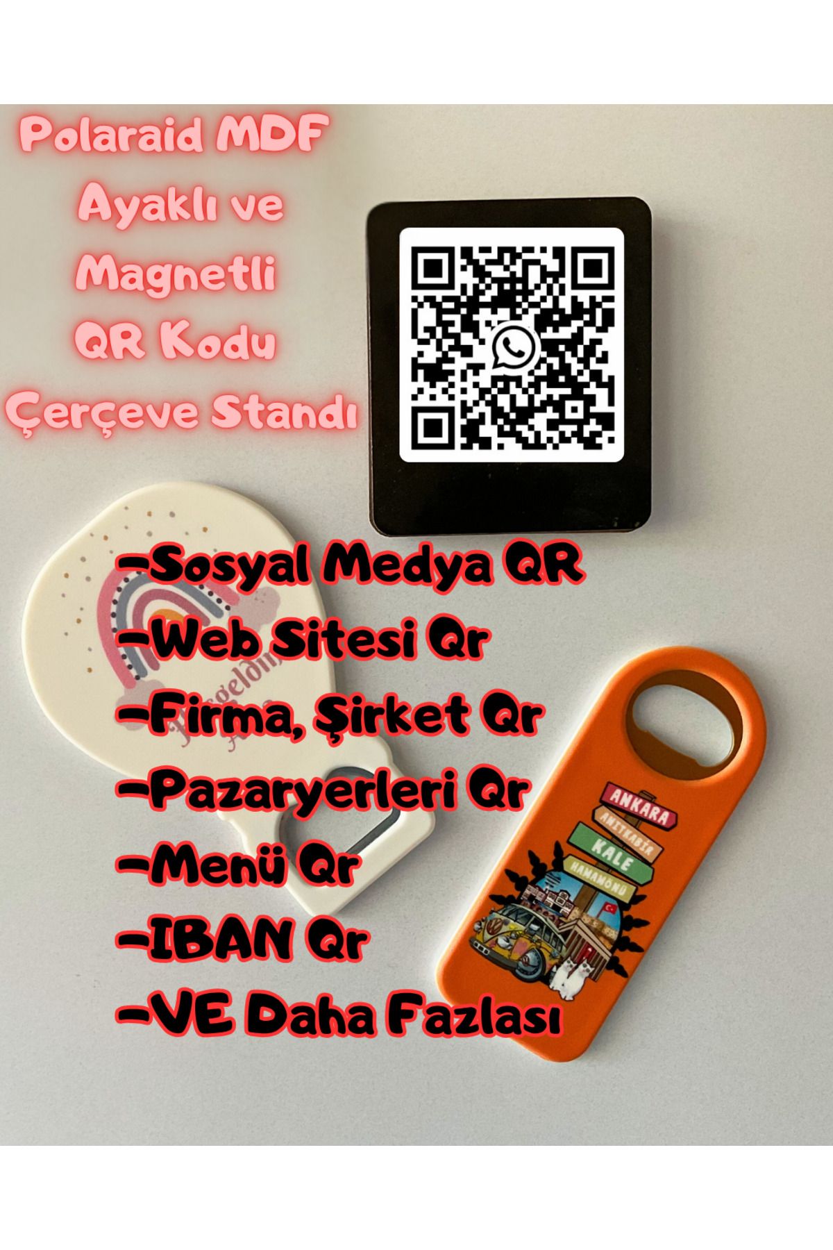 nevty a new world Polaroid magnetli; tanıtım, reklam, sosyal medya, banka QR Mdf Çerçeve Standı