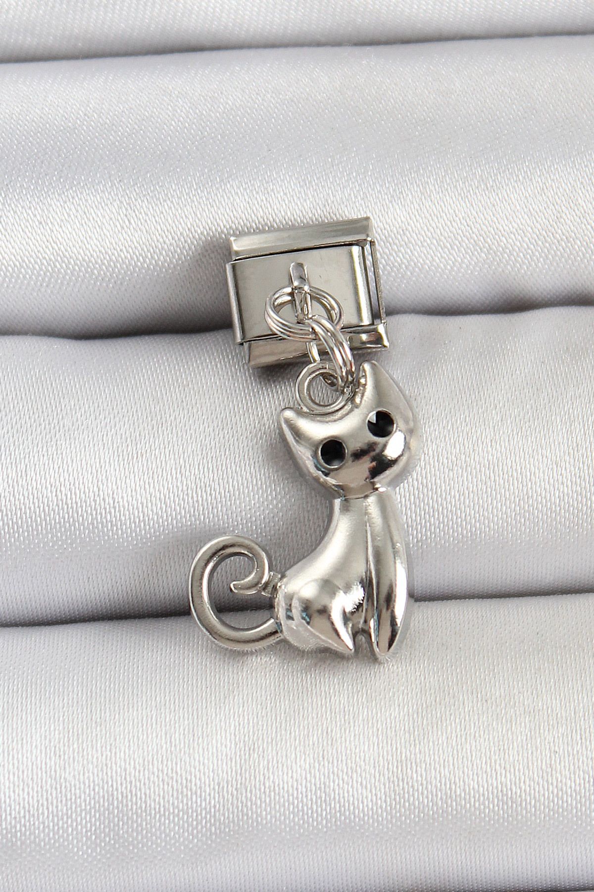 Goşenefmafe 316L Çelik Renk Kedi Model Nomination Charm