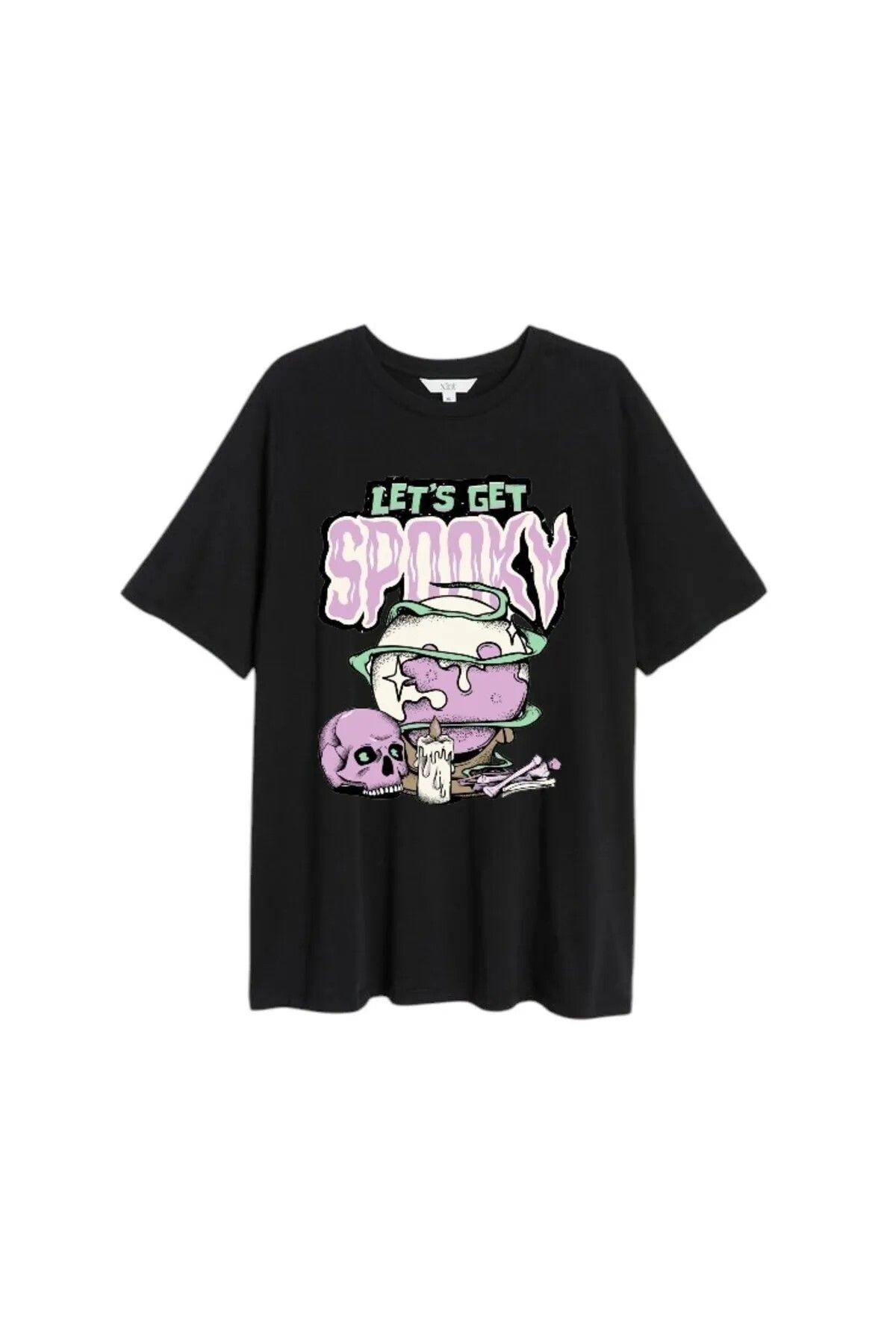 DEEFWEAR Artistic Let's Get Spooky Unisex Ön Baskılı Oversize T-shirt