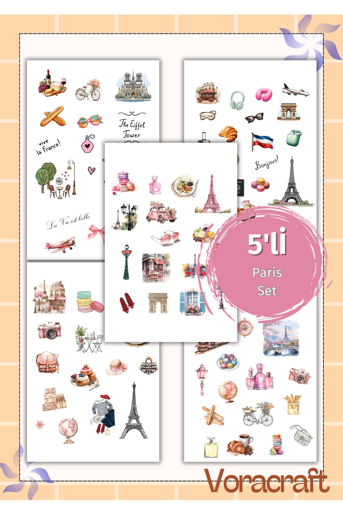 VORACRAFT 5'li Paris Set Ajanda Bullet Journal Set B003