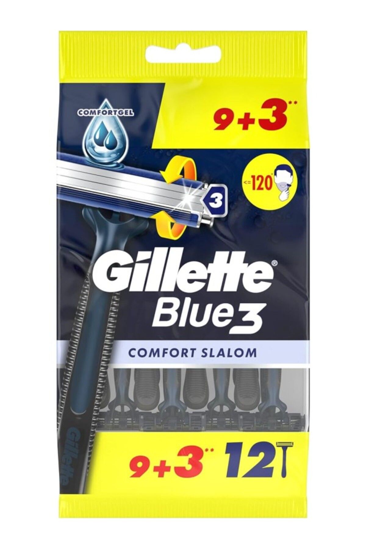ShopZum Blue3 Slalom Kullan At Tıraş Bıçağı 12&Apos;Li