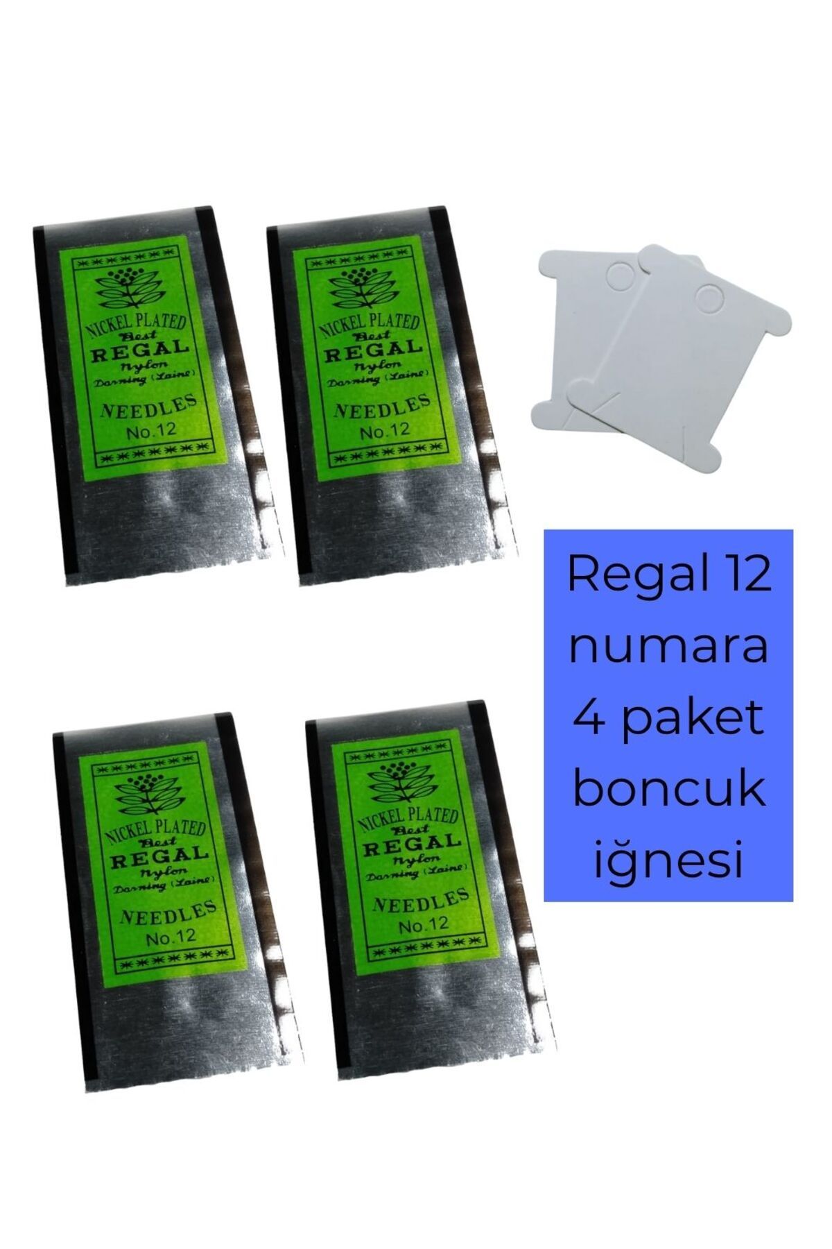 Eskişehir hobi sanat Regal 12 Numara 4 Paket 4 Cm Silver Kum Boncuk Miyuki Iğnesi Ve 2 Adet Iplik Sarma Kartı