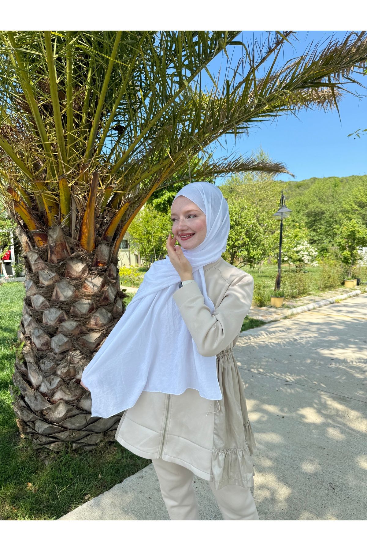 MODA Pamuk Caz Şal Beyaz
