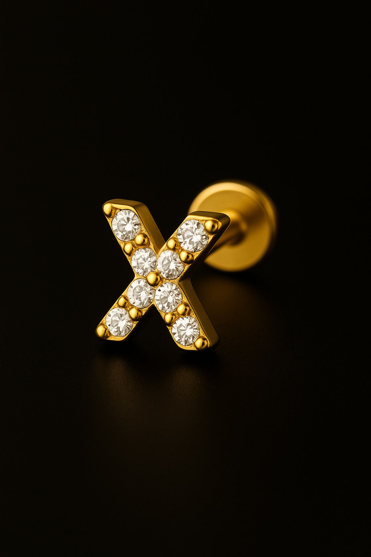 depozoom Titanyum Flatback Tragus Helix Conch Flat kıkırdak X Piercing 100%TT-20
