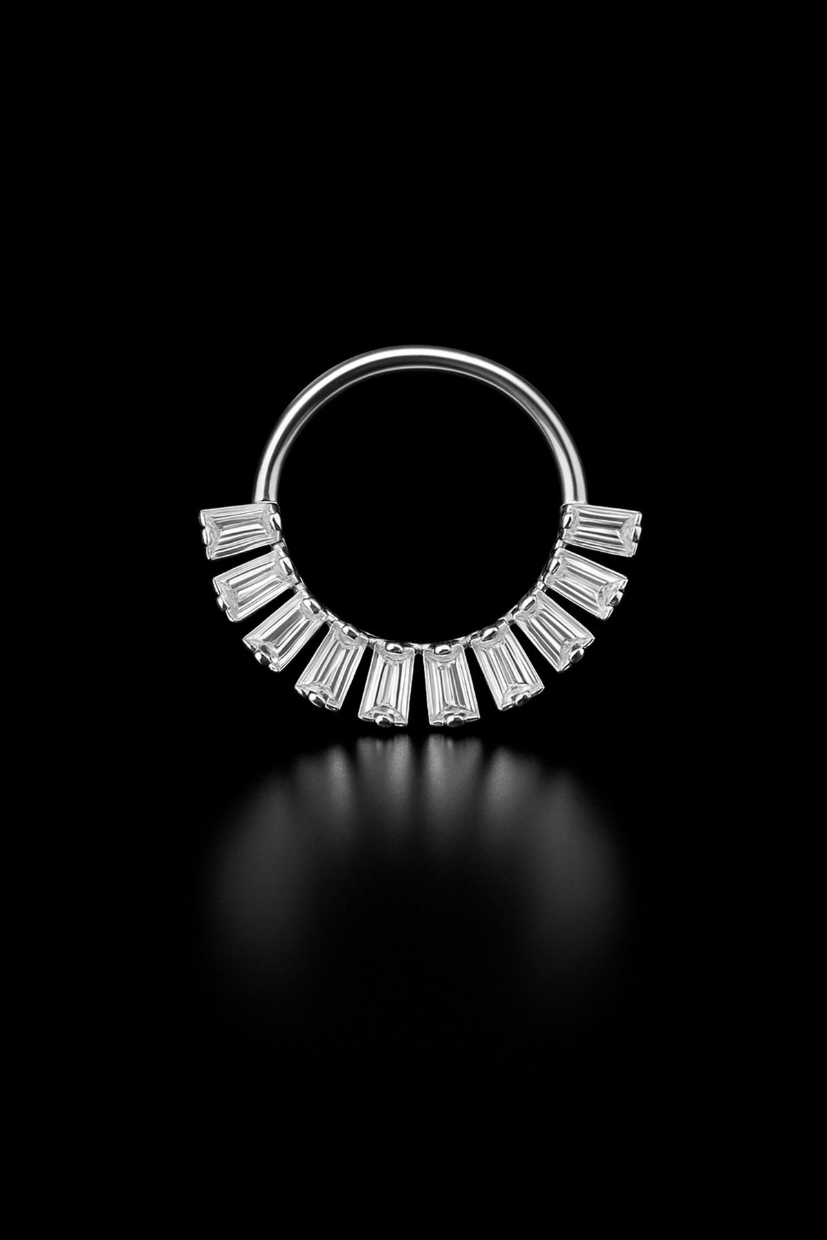 depozoom Titanyum Taşlı Halka Septum Helix Conch Flat kıkırdak i Zirkon Piercing 100%TT-20