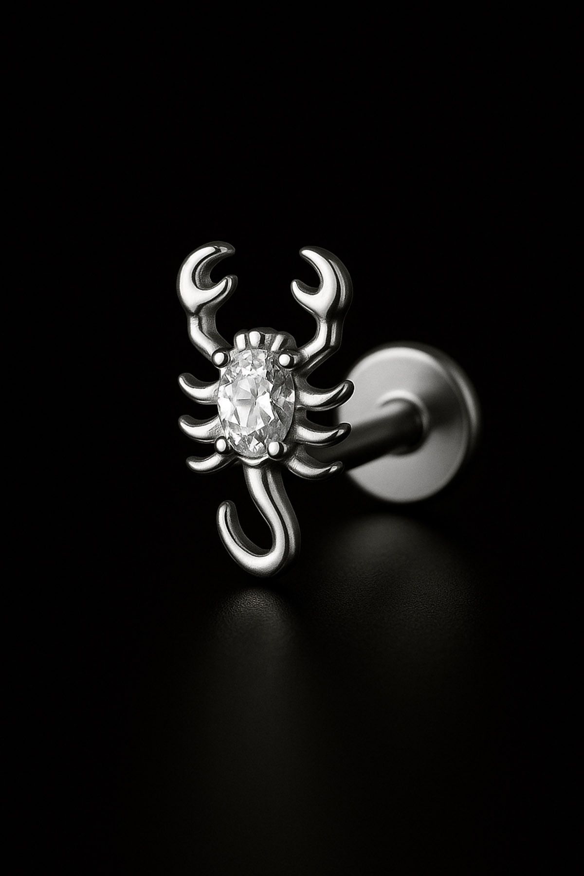 depozoom Titanyum Flatback Tragus Helix Conch Flat kıkırdak ZİRKON Piercing 100%TT-20