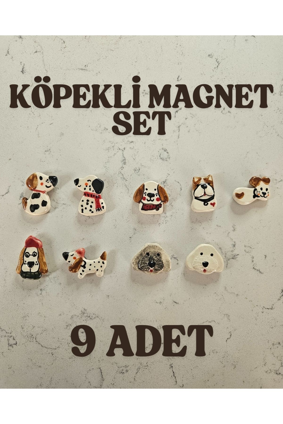 Soli Seramik El Yapımı Köpekli Seramik Magnet, Köpekli Buzdolabı Magneti, Dolap süsü sevimli köpek figürü