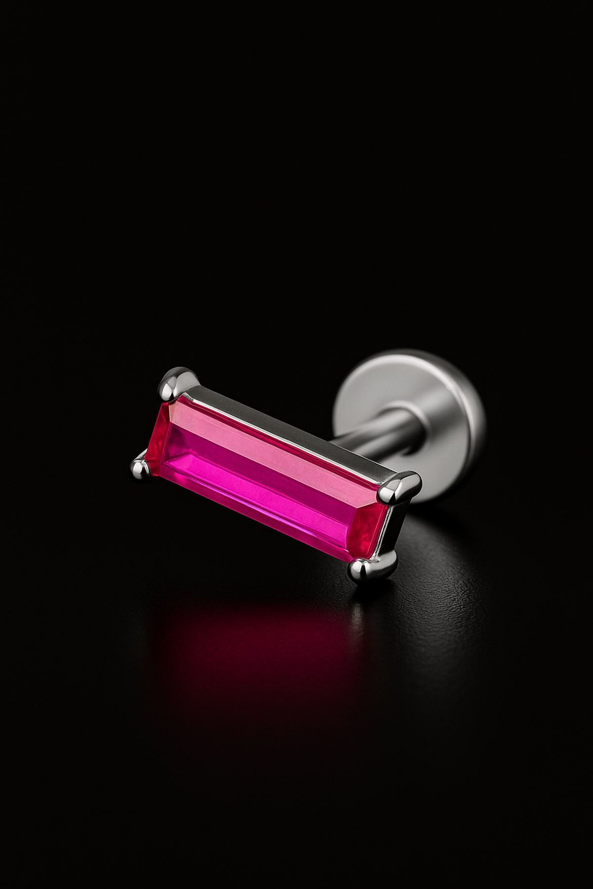depozoom Titanyum Flatback Tragus Helix Conch Flat kıkırdak ZİRKON Piercing 100%TT-20