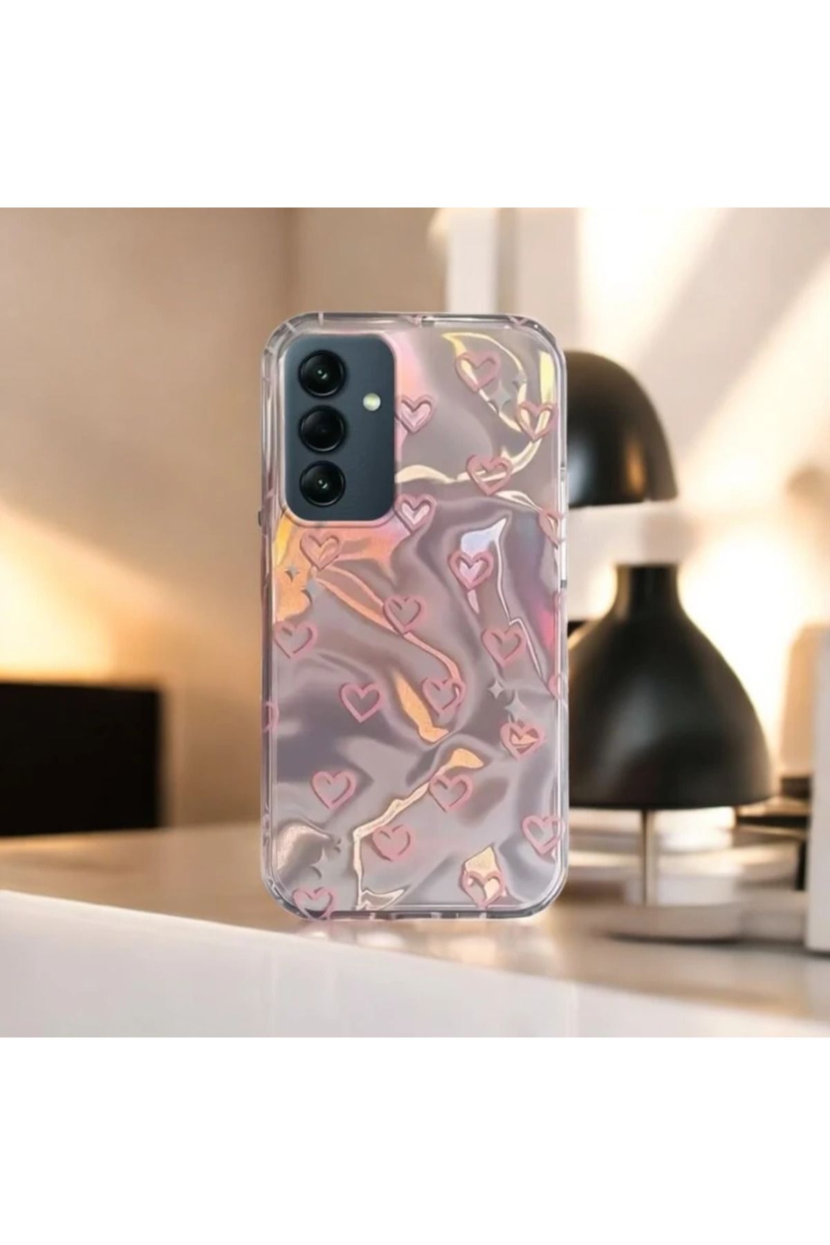 RONA STORE Samsung Galaxy A26 Uyumlu Zebana Pembe Kalp Desenli Silikon Kılıf