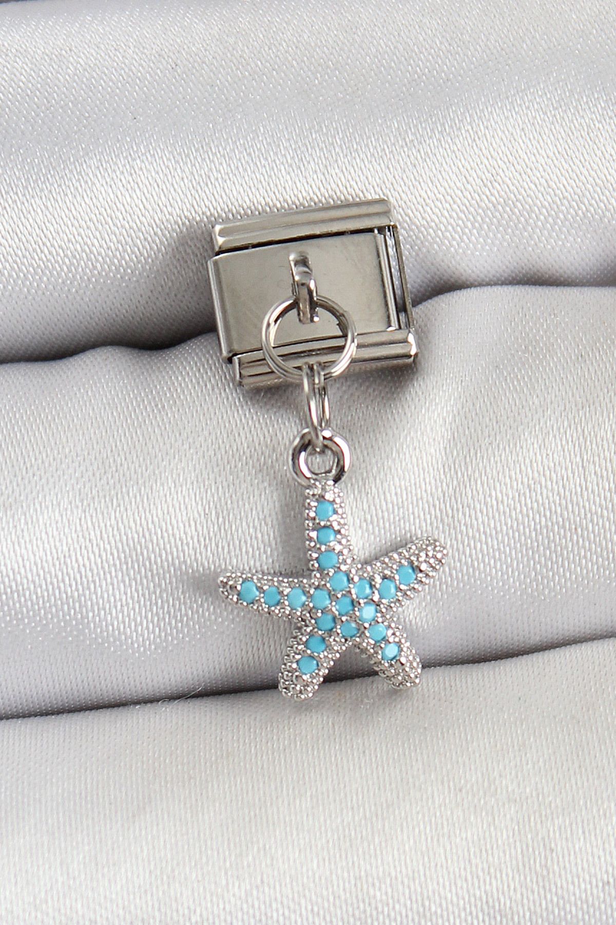 ENGSTORE 316L Çelik Sallantılı Zirkon Taşlı Deniz Yıldızı Model Gümüş Renk Nomination Charm