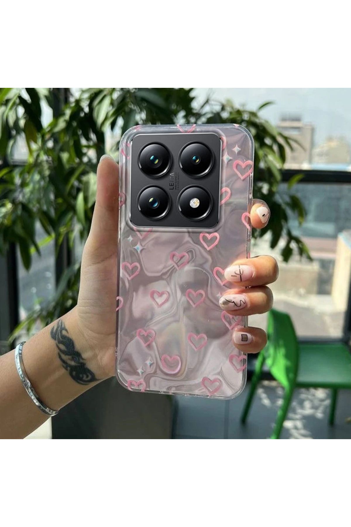 RONA STORE Mi 14T Pro Uyumlu Zebana Pembe Kalp Desenli Silikon Kılıf