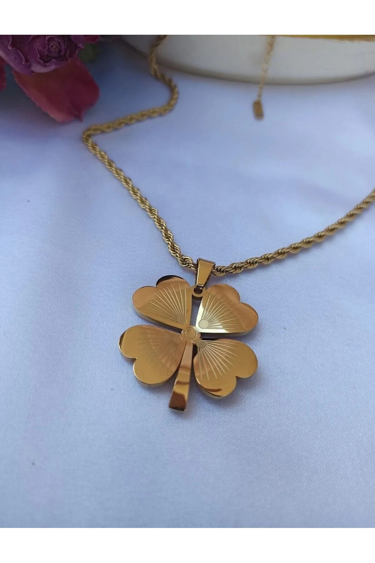 HEYjewelry Kadın Yonca Kolye Yoncalı Kolye Trend Kolye