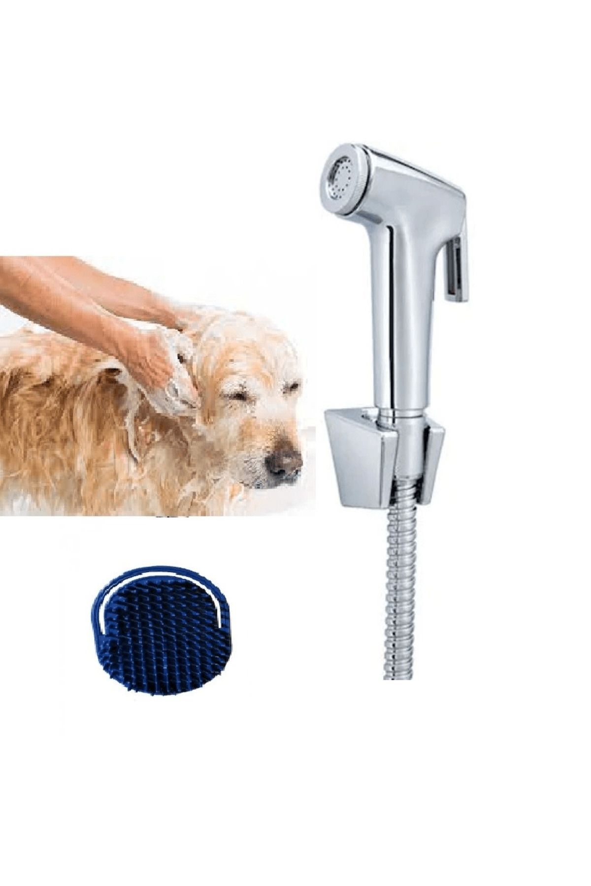 merland benvecocuk Sprey El Duşu Kedi Köpek Yıkama Tabancası Seti Ve Kedi Köpek Yıkama Tarağı ( Lisinya )