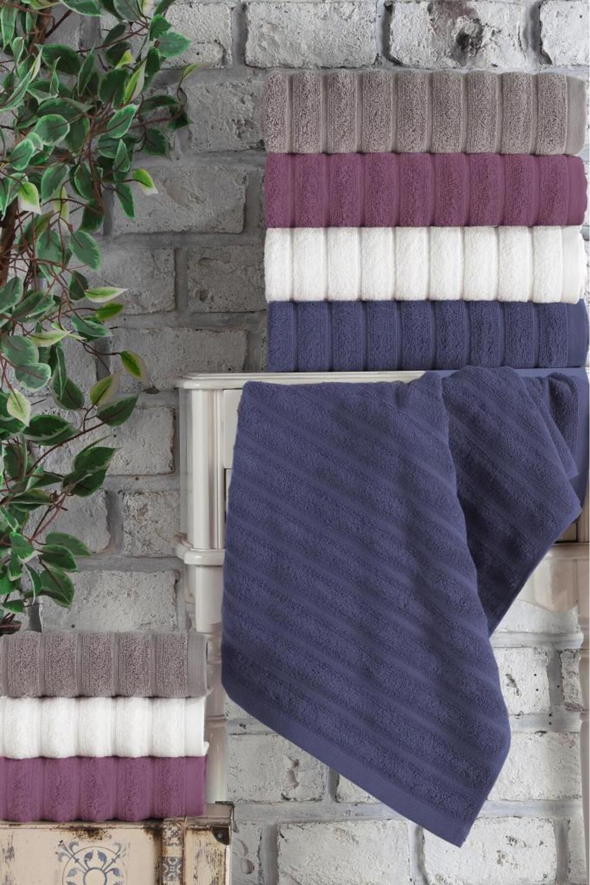 merland benvecocuk Jakarlı 4´lü 50x90 El Havlusu Monna V2 Gülkurusu