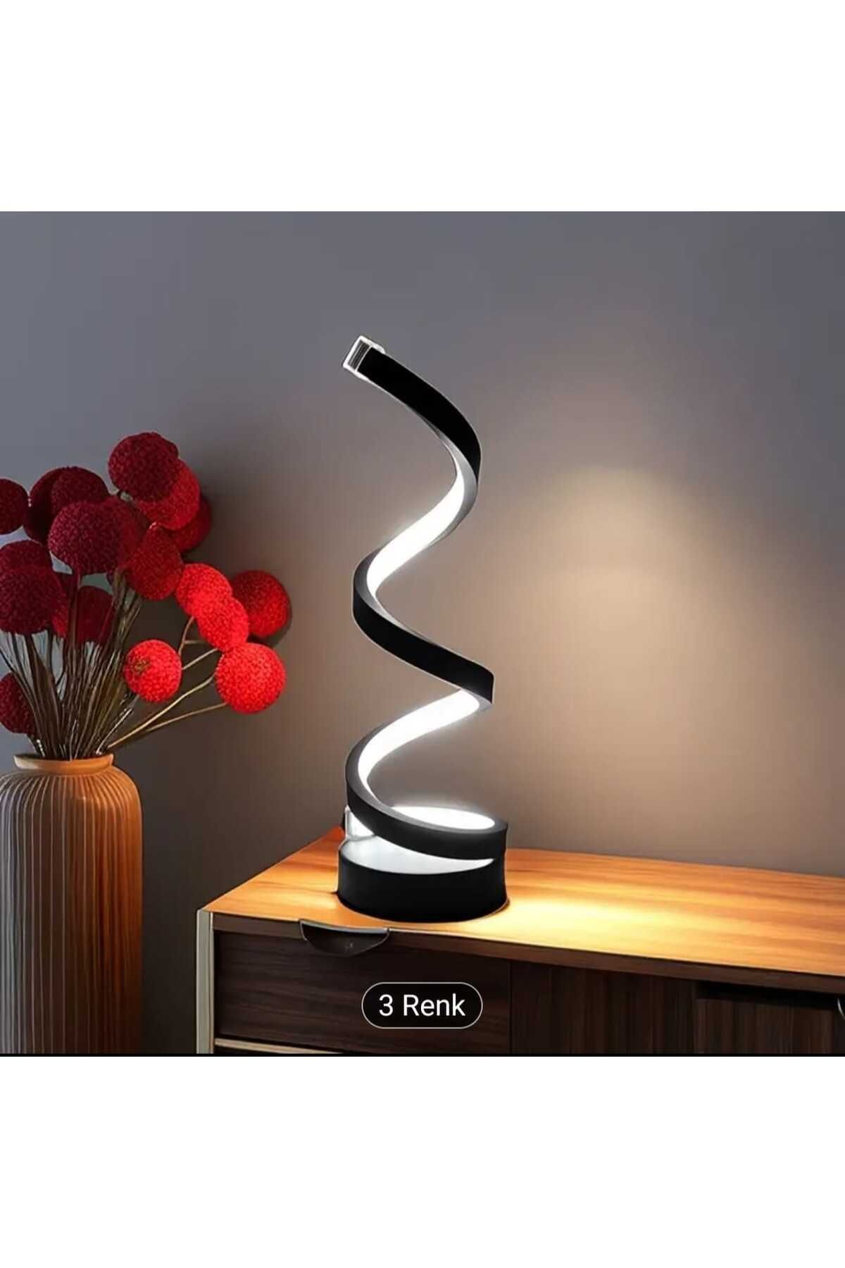 SerenityHaven Modern Spiral Tasarımlı LED Masa Lambası
