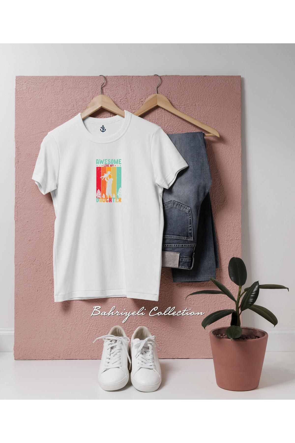 bahriyeli.jpeg Oversize Babalar Günü Awesome Like My Daughter Tasarımlı Unisex T-Shirt