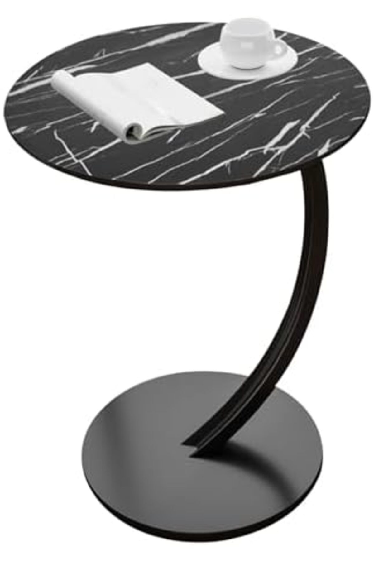 Generic-C-Shaped End Table, Sofa Side Table, Bedside End Table, Portable and Easy to Assemble Nightst 2