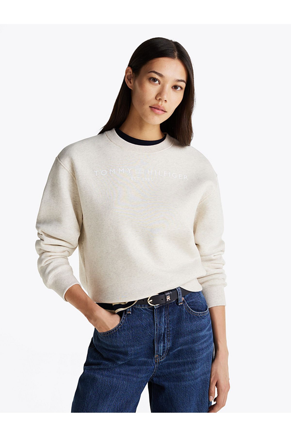 Tommy Hilfiger Logo Crew Neck Fleece Sweatshirt