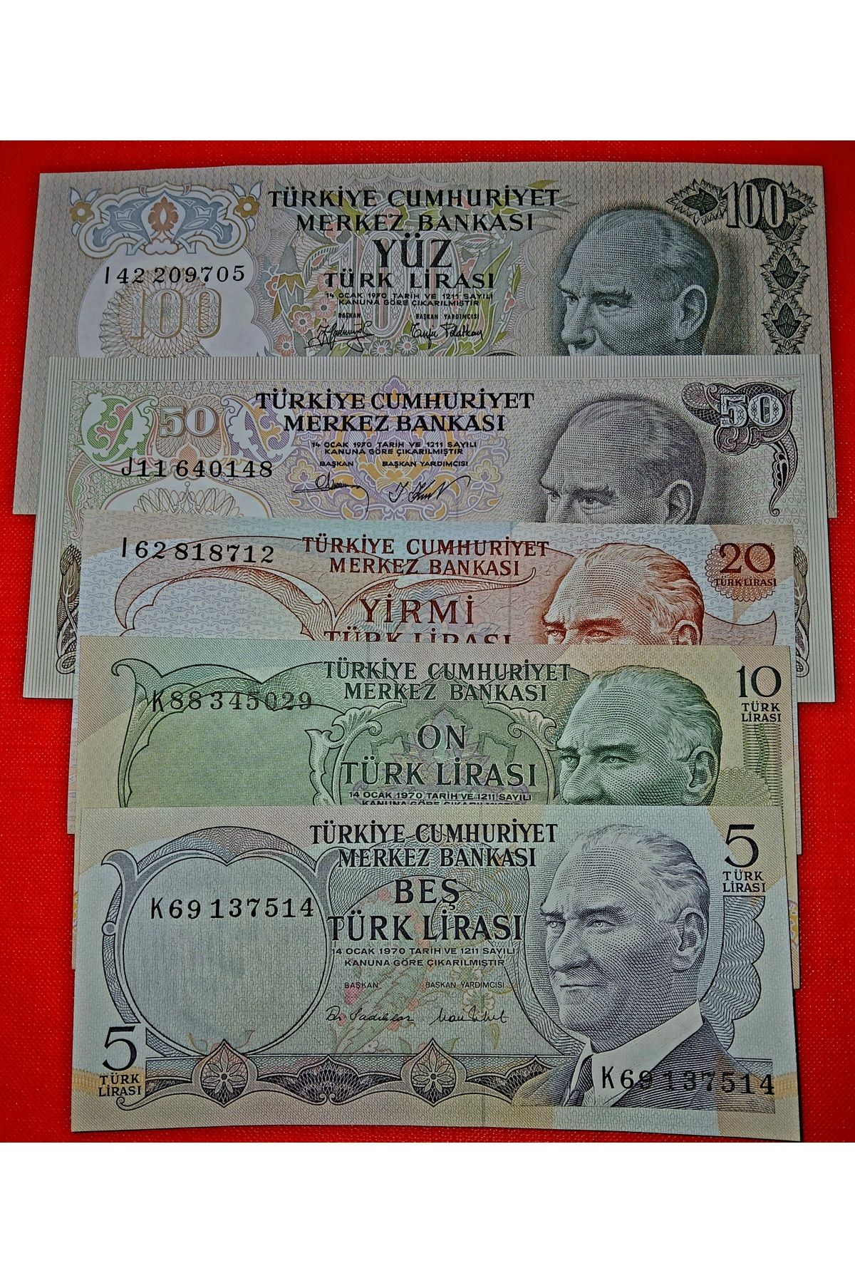 DÜZGÜN TİCARET 6.EMİSYON KAĞIT PARA LOTU TAKIM ÇİL 5-10-20-50-100 LİRA TAKIM