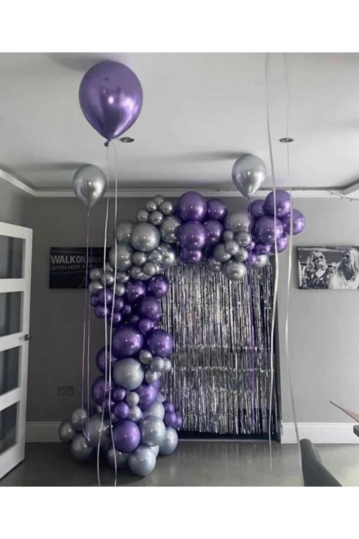 KARNAVAL DÜNYASI 10 ADET MOR RENGİ KROM KAPLAMA BALON- 12 İNÇ (30CM)