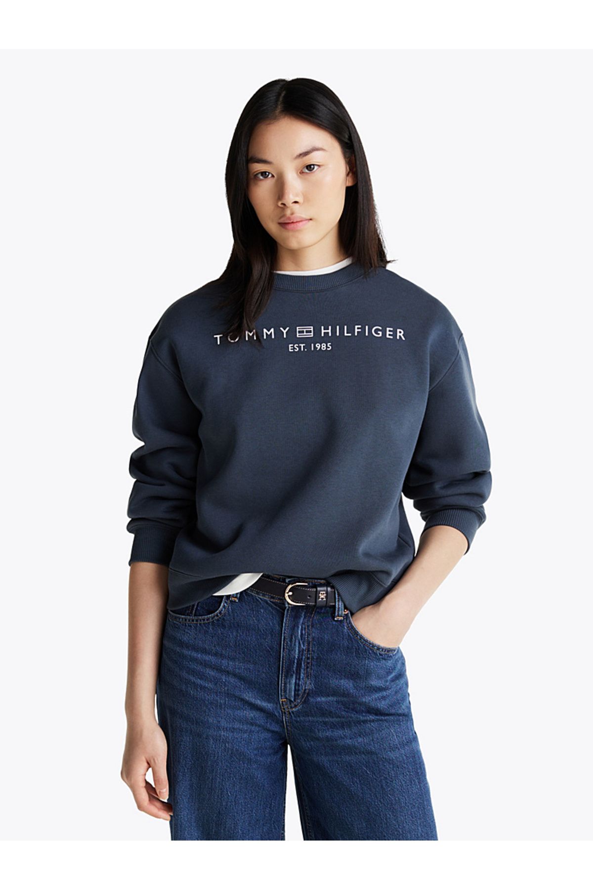 Tommy Hilfiger Logo Crew Neck Fleece Sweatshirt