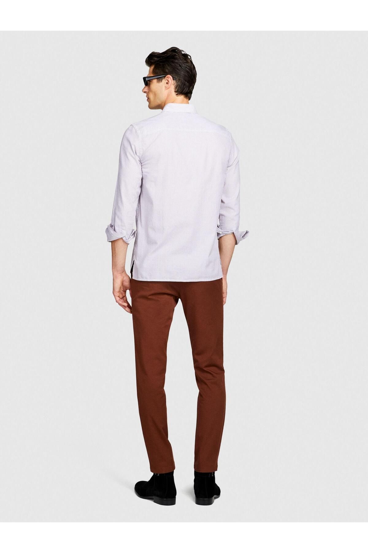 Sisley Slim Fit Esnek Chino Pantolon Erkek Kahverengi Pantolon - 323A4AIHSF021