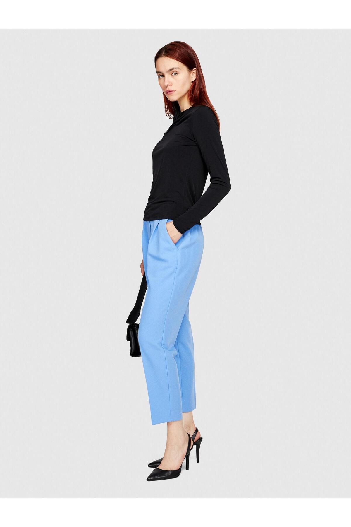 Sisley Viskoz Karışımlı Normal Bel Esnek Jogger Pantolon Kadın Mavi Pantolon - 323A4KVXL5CM7
