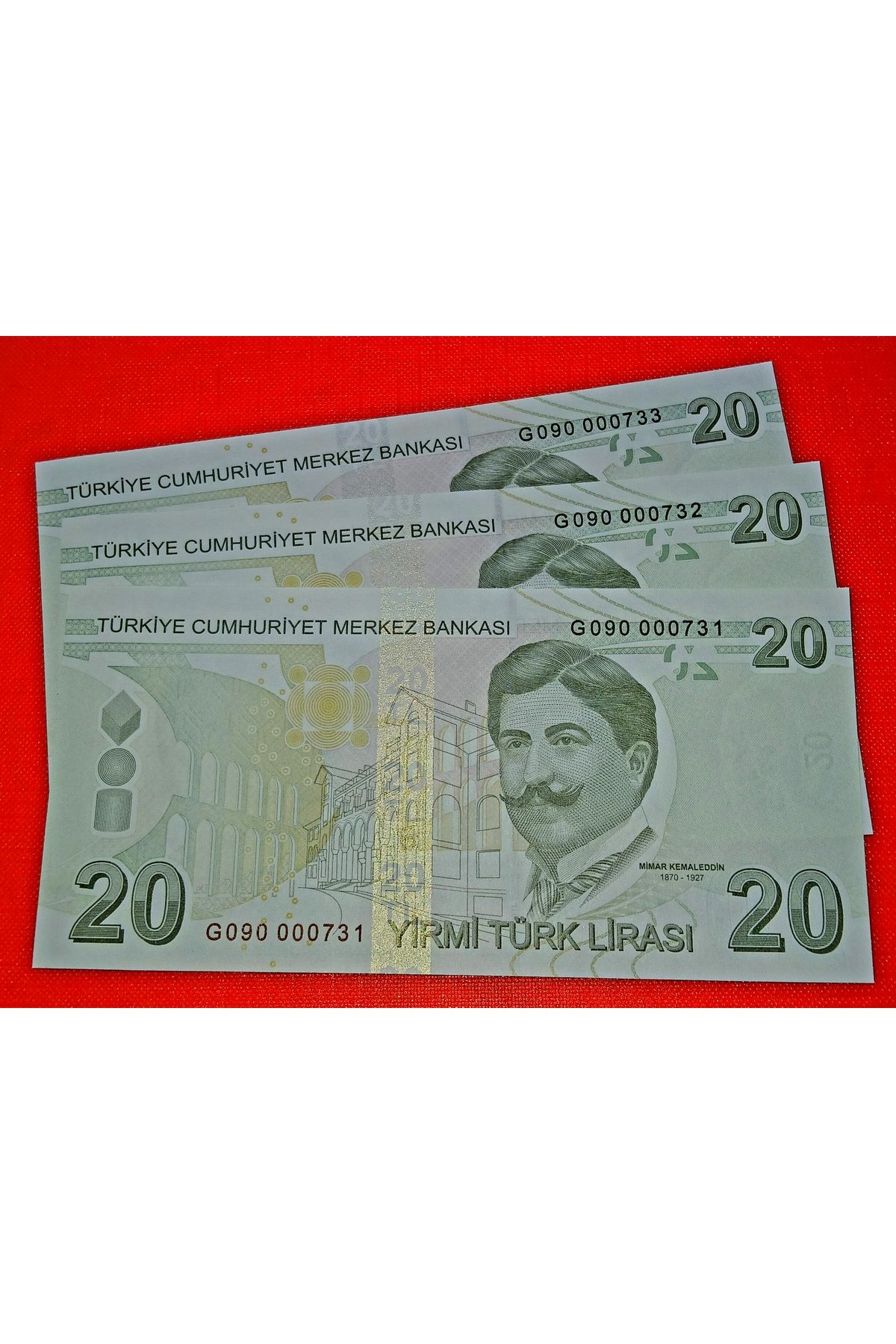 DÜZGÜN TİCARET 9. EMİSYON 20 LİRA KAĞIT PARA SERİ G090 000731-732-733 ''SERİ İLKBİN ARDIŞIK'' ÇİL / 96