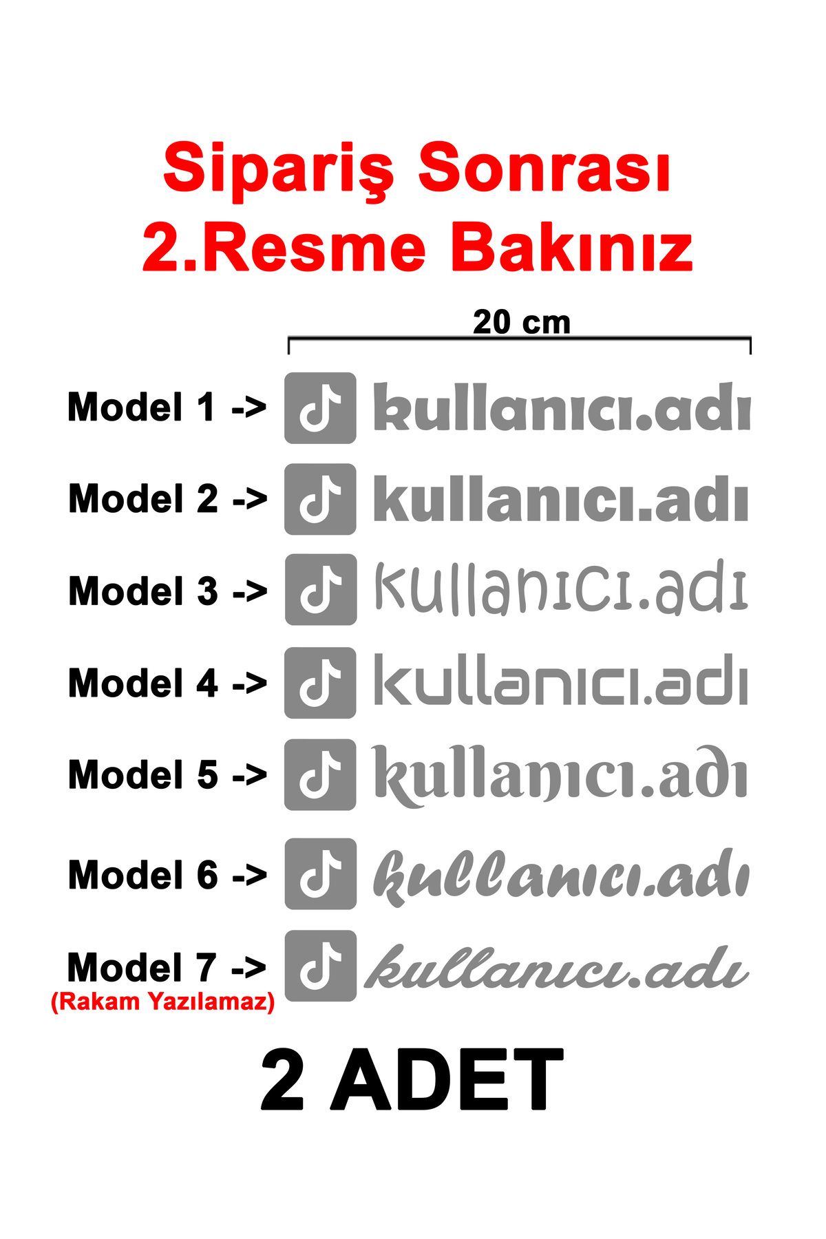 Sönmez Dijital (2 Adet) Tiktok Kullanıcı Adı Sticker - Tiktok Sticker - Tiktok Logo Sticker - 20cm