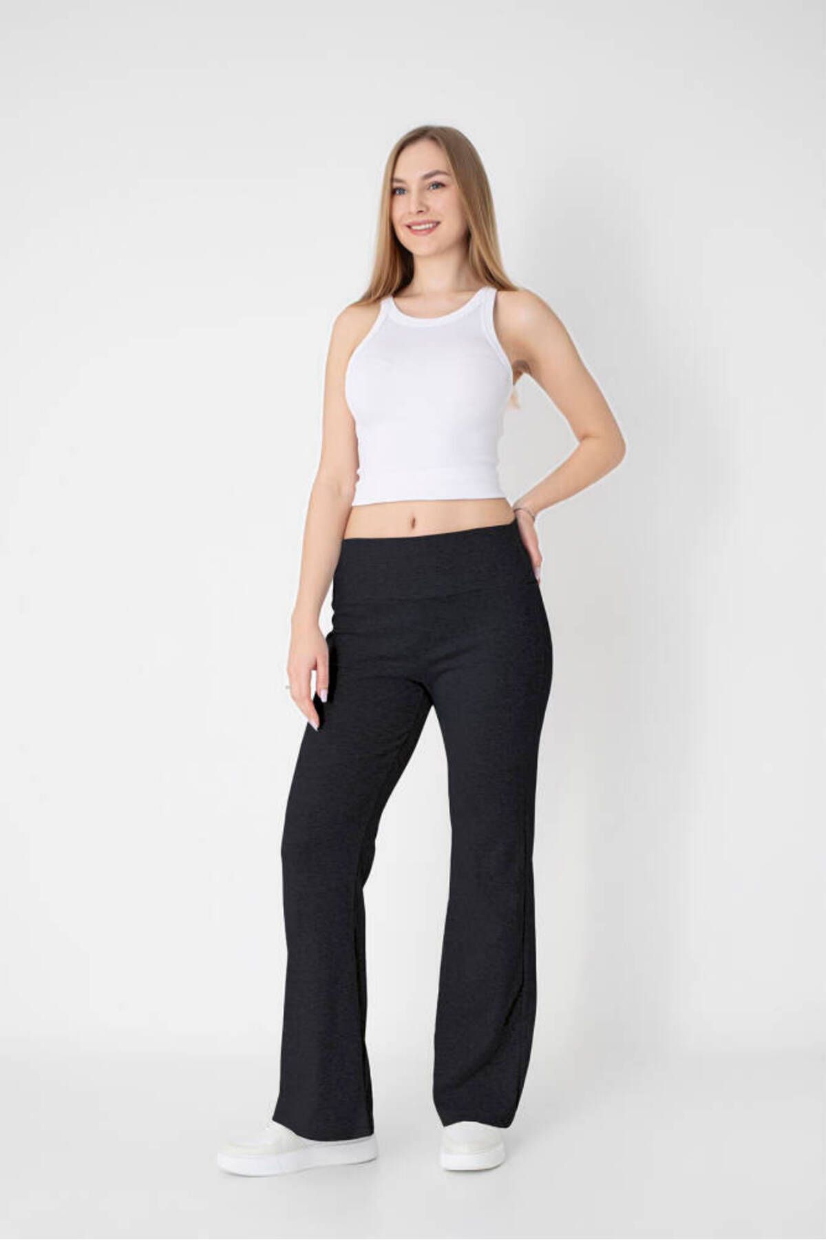 Star BESTTREND KADIN FÜME SCUBA COMFORT YÜKSEK BEL BOL PAÇA PANTOLON