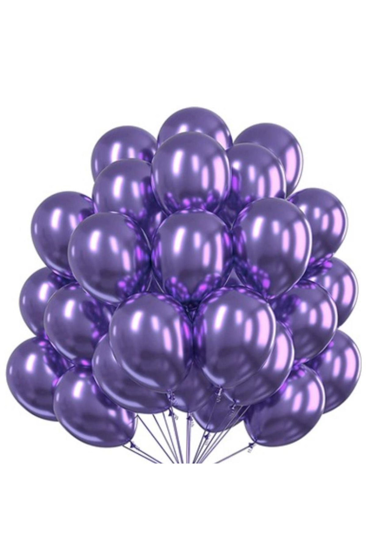 KARNAVAL DÜNYASI 10 ADET MOR RENK KROM KAPLAMA BALON- 12 İNÇ (30CM) PARLAK BALON