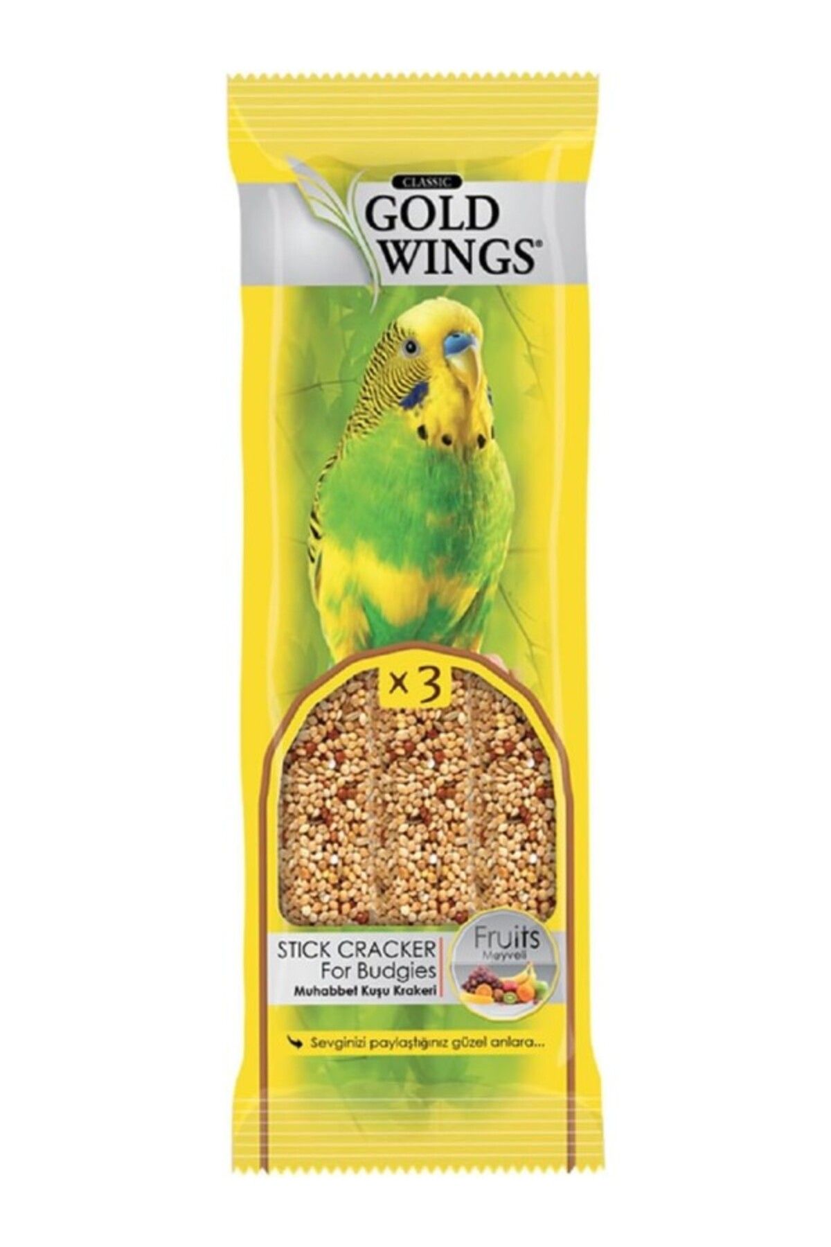 ShopZum Gold Wings Meyveli Muhabbet Kuşu Krakeri, 3'Lü