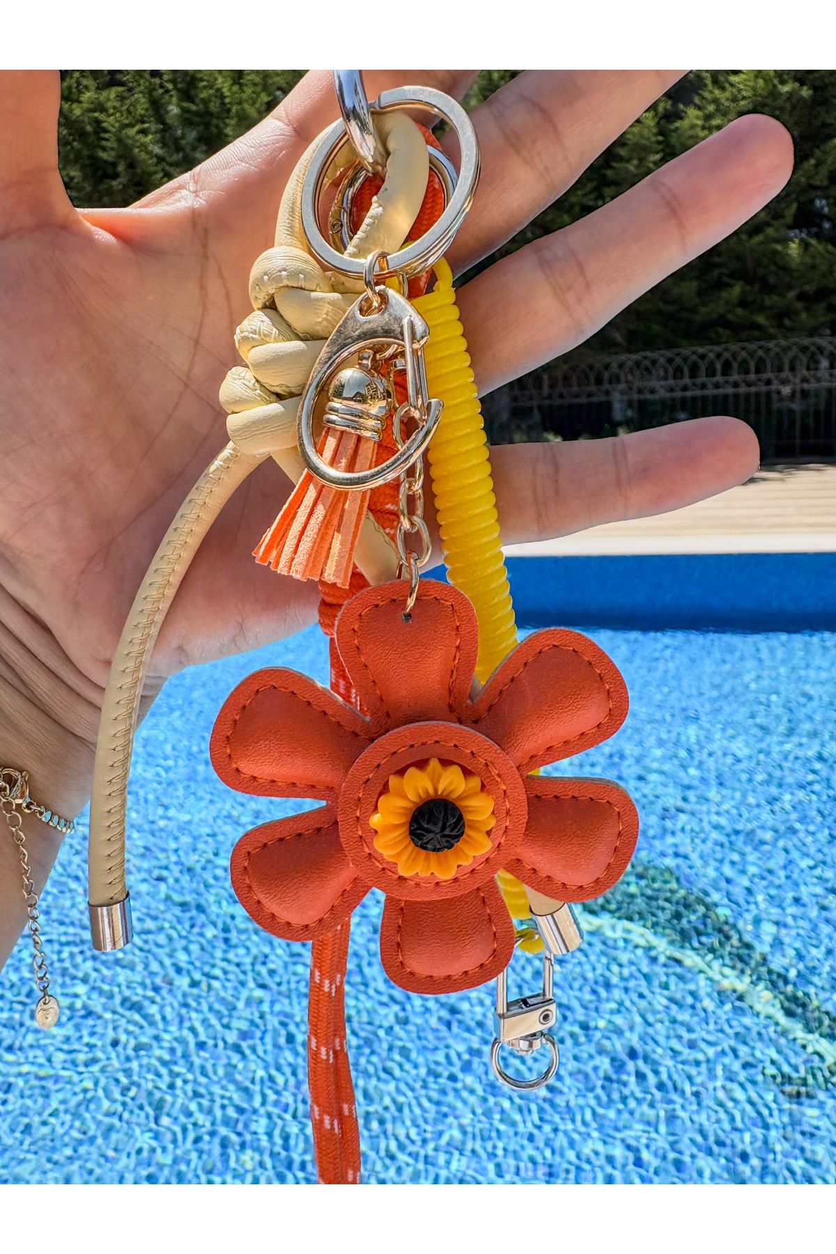 LeyyaJewelry Ayçiçekli Halat İpli Çanta Charmı/ Anahtarlık