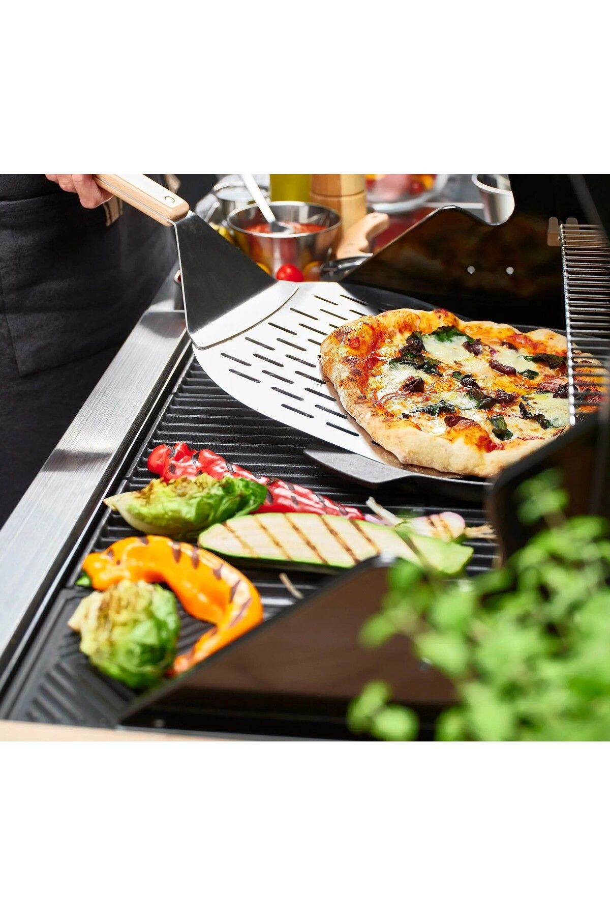 IKEA KALİTELİ Saplı Pizza Küreği Genişlik 31 Cm İkea Geniş Ağız Ahşap Sap Lahmacun Küreği Paslanmaz Çelik