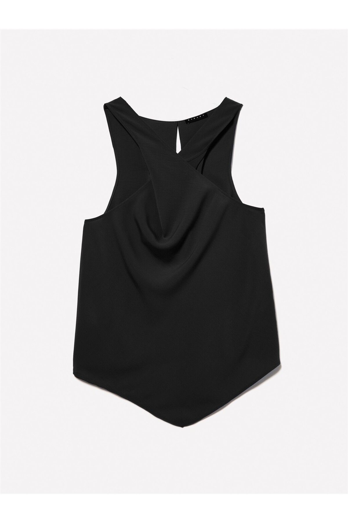 Sisley Önü Burgu Detaylı Dar Kesim Üst Kadın Siyah T-Shirt - 324A5LTHLH019