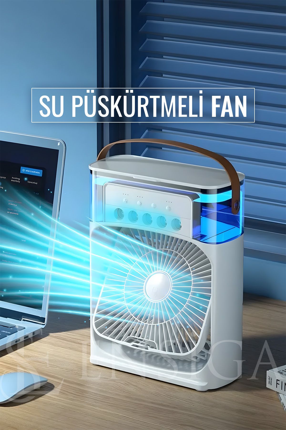 Kensa Kablolu Usb Hava Serinletici Su püskürtmeli Fan Süper Sessiz Hava Nemlendiricili Masa Fanı