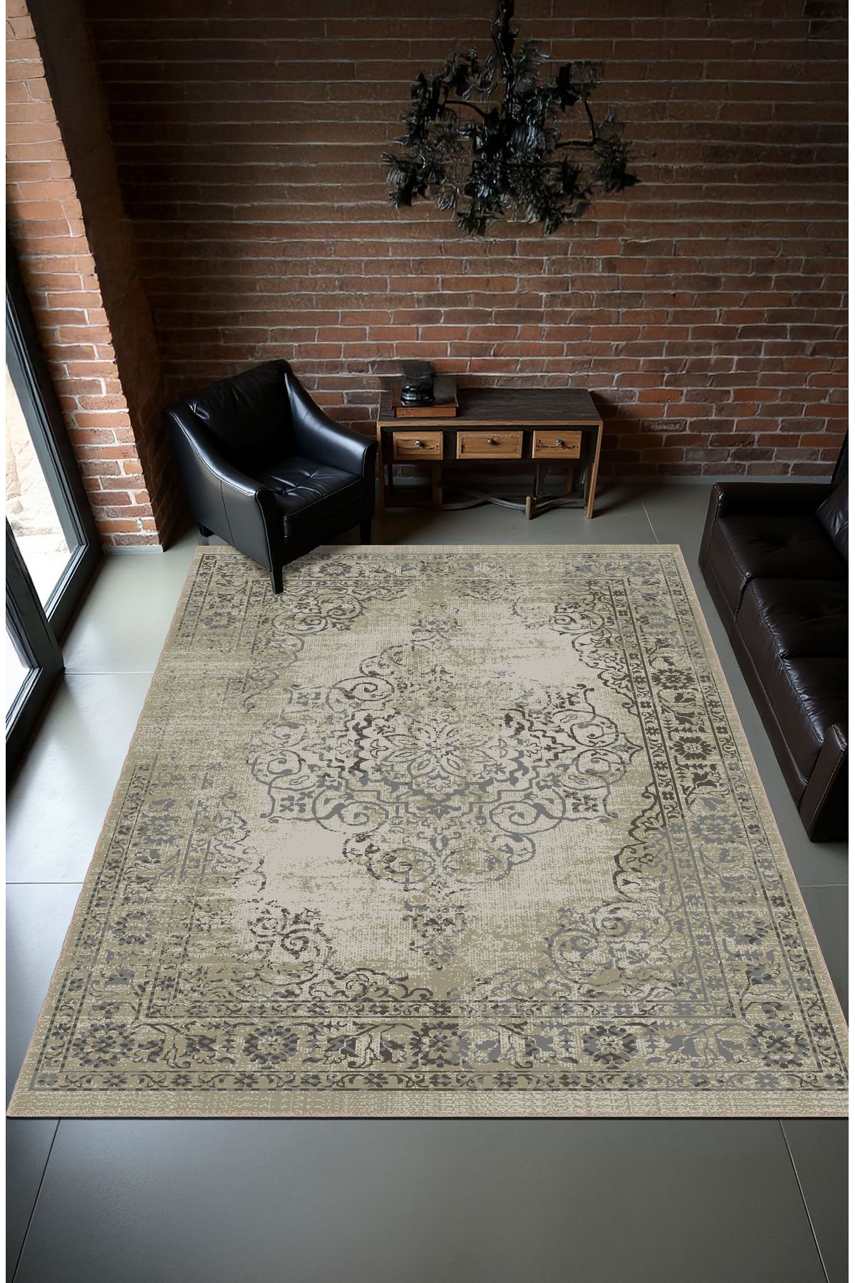 BigArts Home Makinede Yıkanabilir Kaymaz Taban Leke Tutmaz Göbekli Salon Halısı Mutfak Halısı ve Yolluk